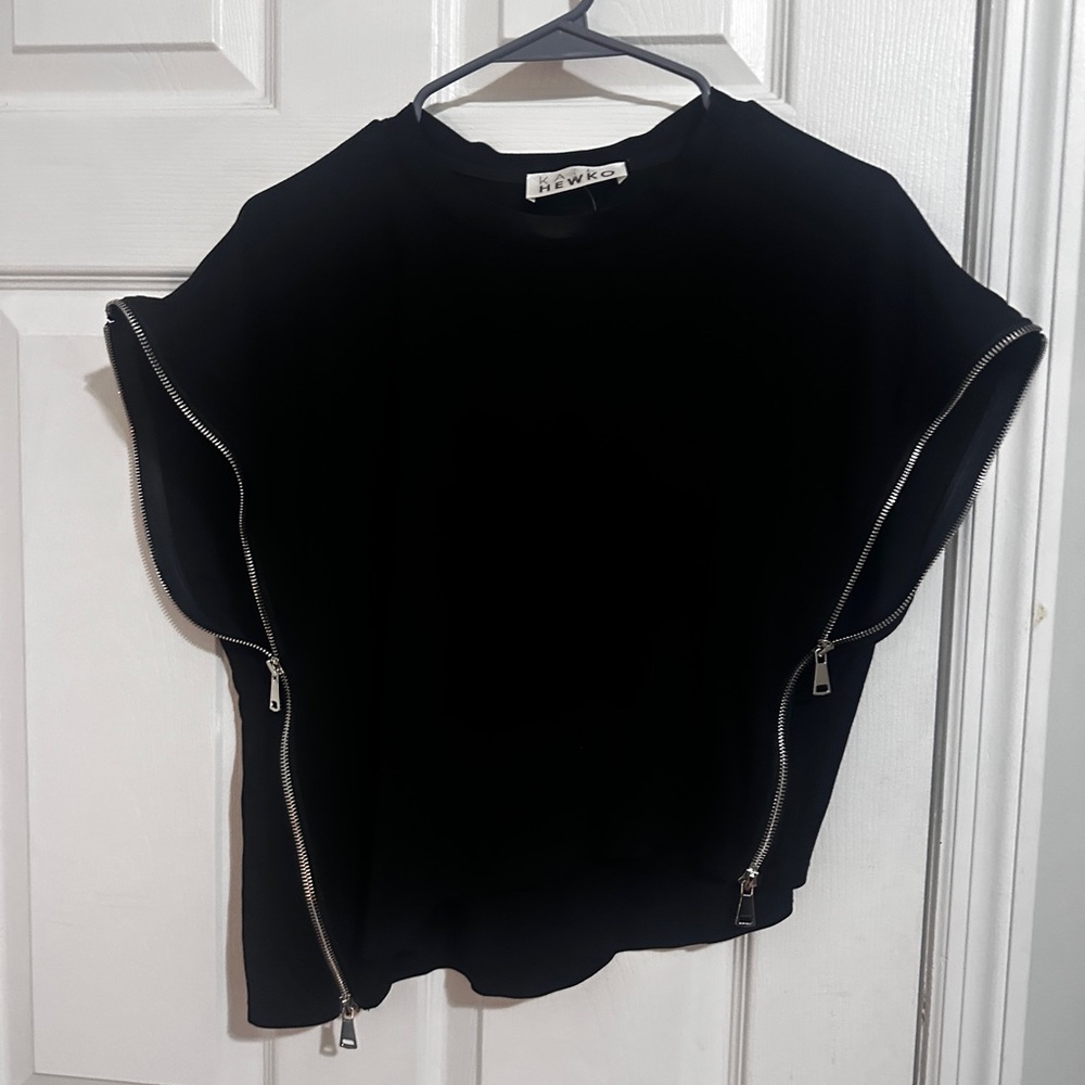 IRO Black Zipper Sleeve Top